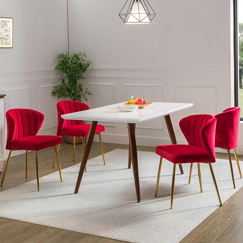 Modern Dining Chairs Set of 4 - Mid Century Metal Leg Side Chairs for Kitchen, Dining Room & Office - Aruna Contemporary Upholstered Seating