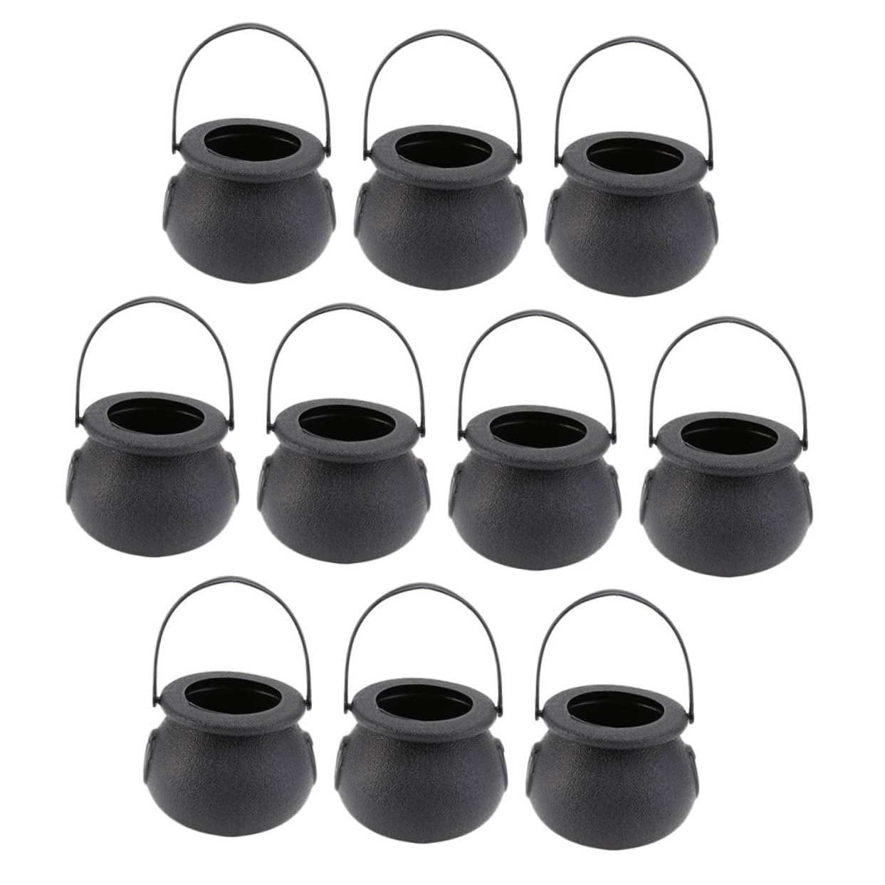 10PCS Mini Black Witch Cauldron Buckets - Plastic Halloween Candy Jars, Trick or Treat Containers, Witch Pot Goodie Bags for Party Favors, Candy Storage & Decoration - Perfect for Halloween Parties, Classroom Treats & Themed Events