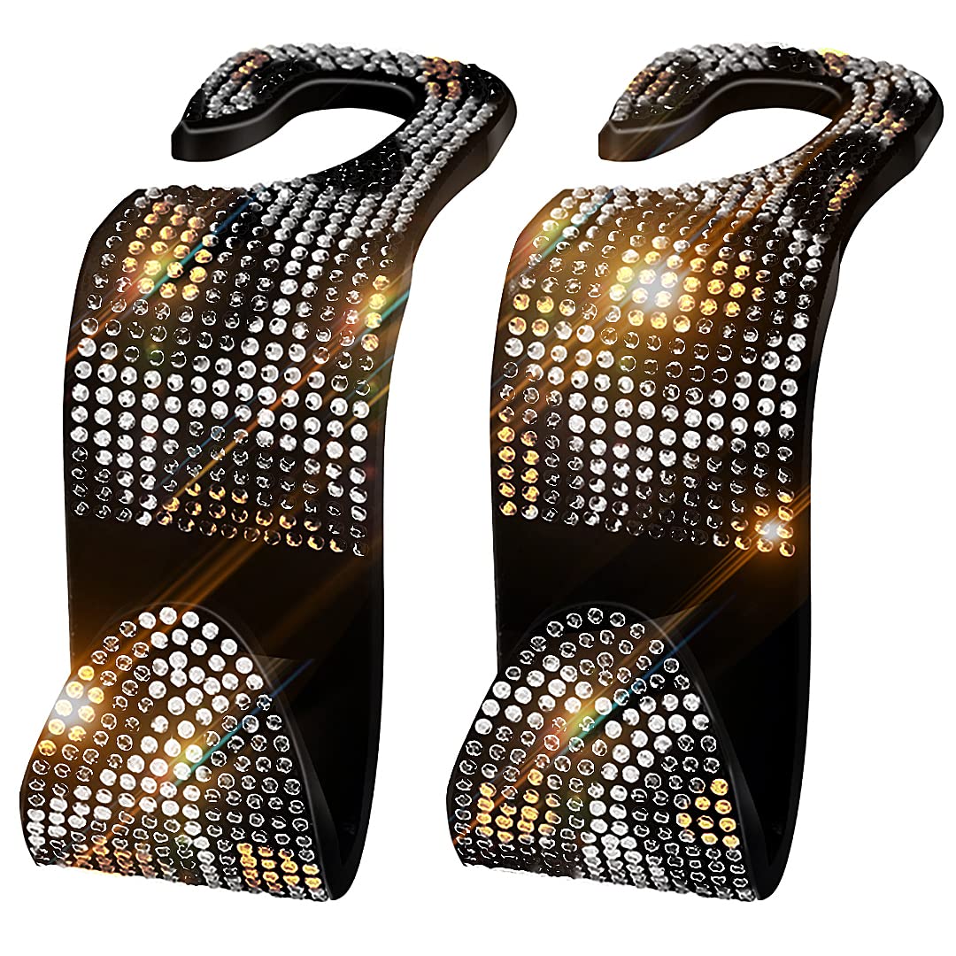 2 PCS Bling Car Hooks - Diamond Leopard Print Back Seat Purse Hooks for Women, Car Accessories for Handbags & Masks Organizer - Perfect for Shopping, Travel & Daily Commute