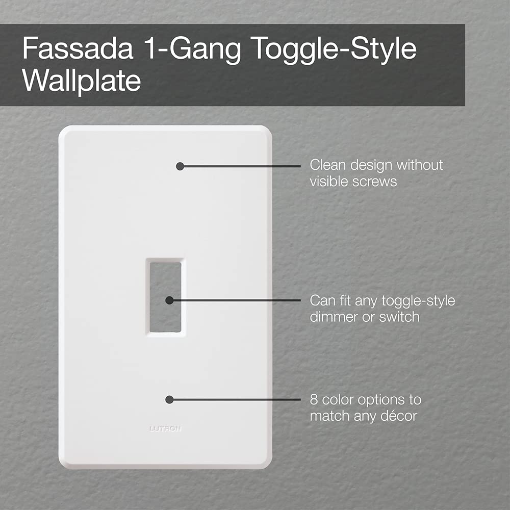 Lutron Fassada 1 Gang Toggle-Style Dimmer Wall Plate - White (1-Pack) FW-1-WH | Perfect for Home & Office Light Switch Replacement & Electrical Upgrades