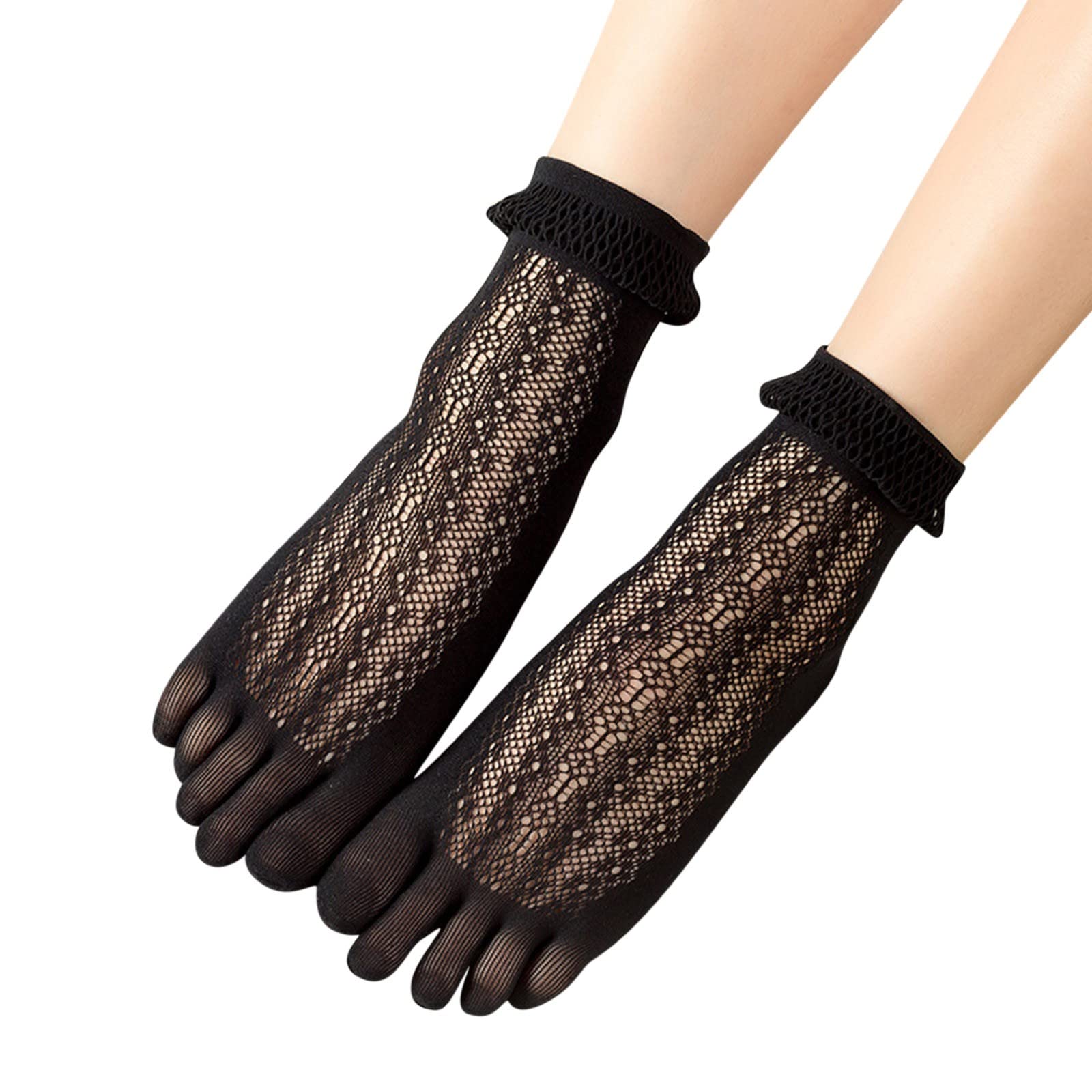 Women's Breathable Lace Short Socks 5 Pairs - Hollow Out Ruffle Design for Comfort & Style - Perfect for Daily Wear & Casual Outfits
