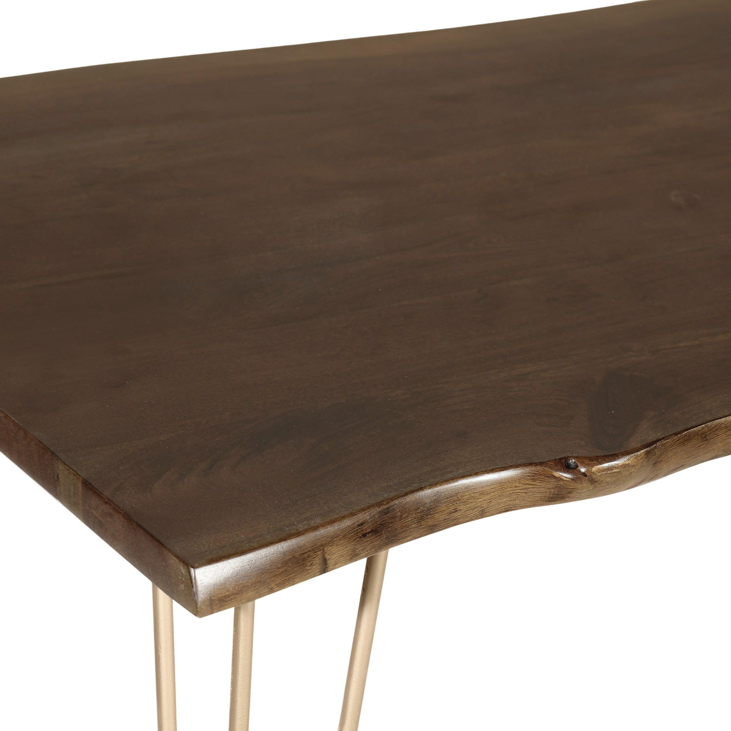 Carolina Chair & Table Siena Live Edge Elm Gold Counter Height Bar Table - Perfect for Kitchen Islands, Breakfast Nooks & Home Bars