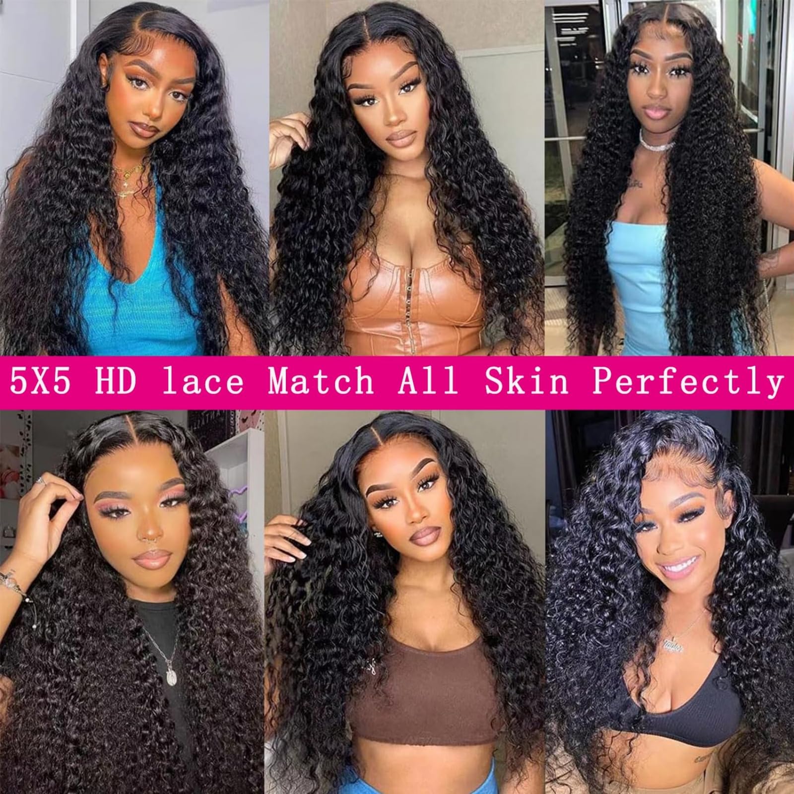 Brazilian Water Wave 5x5 Lace Front Wigs Human Hair 150% Density - Pre Plucked with Baby Hair for Black Women (24 Inch, Natural Color) | Perfect for Daily Wear, Parties & Special Occasions