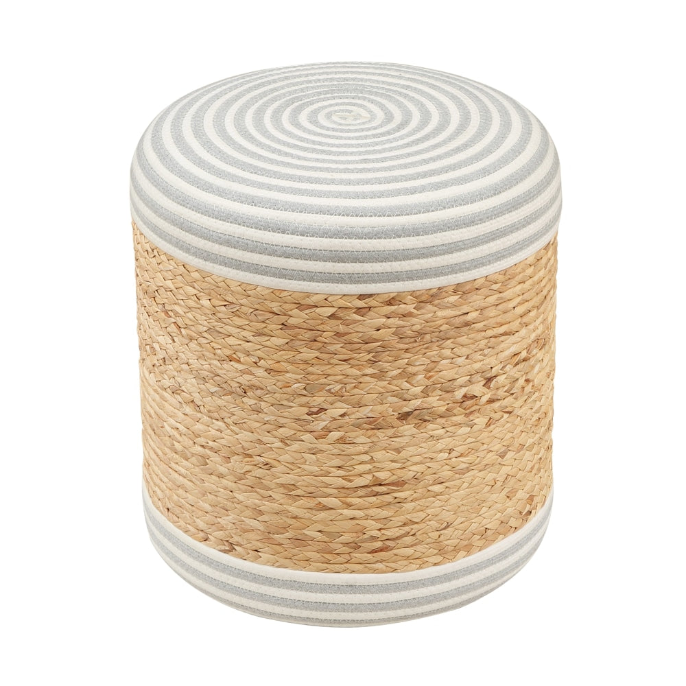 Cleo Ottoman Low Round Foot Stool - Natural/White - Perfect for Living Room, Bedroom & Nursery Comfort
