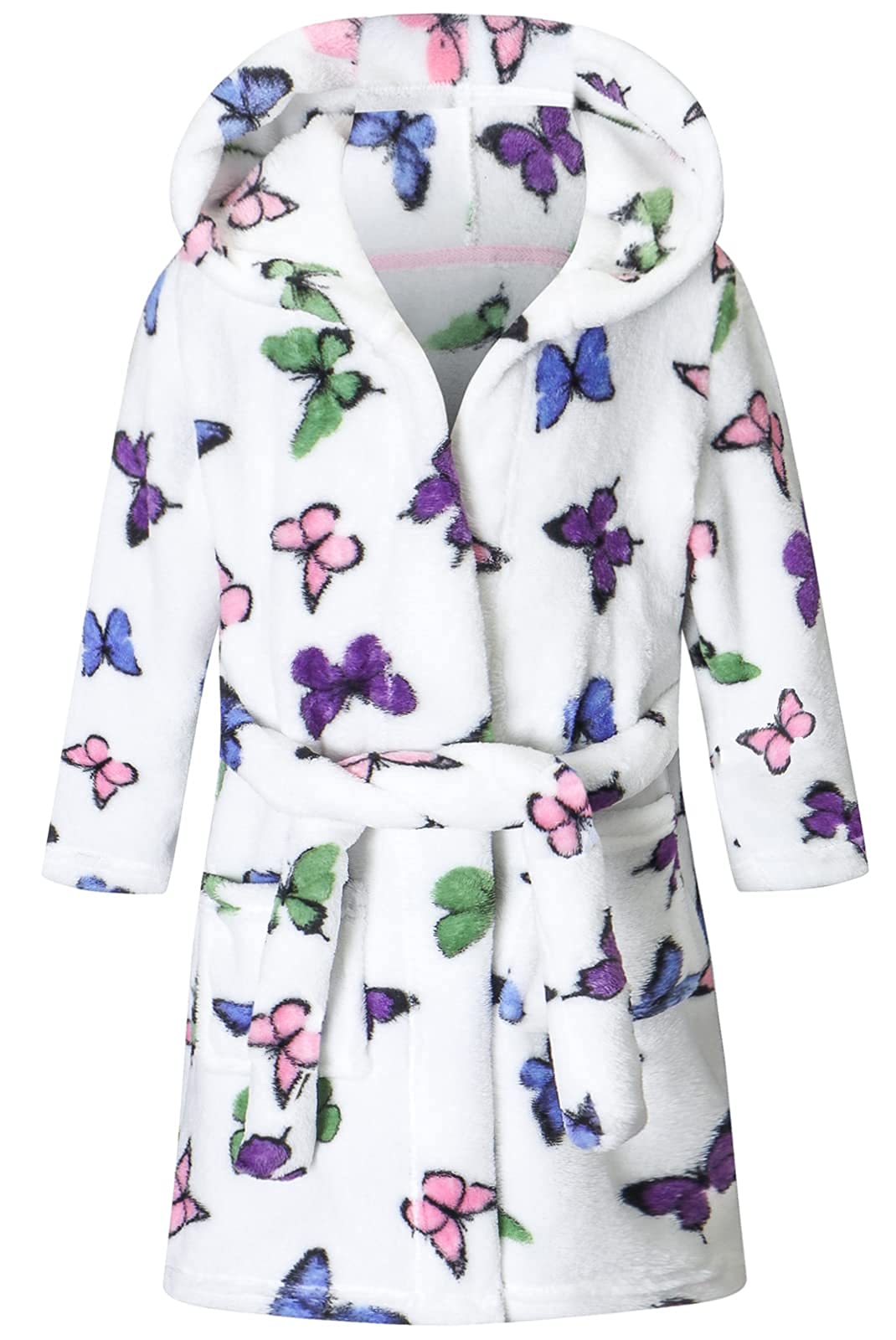 Umeyda Girls Fleece Hooded Robe with Belt - Soft & Cute Bathrobe for Kids 12 Months to 18 Years - Perfect for Bath Time, Lounging & Sleepovers