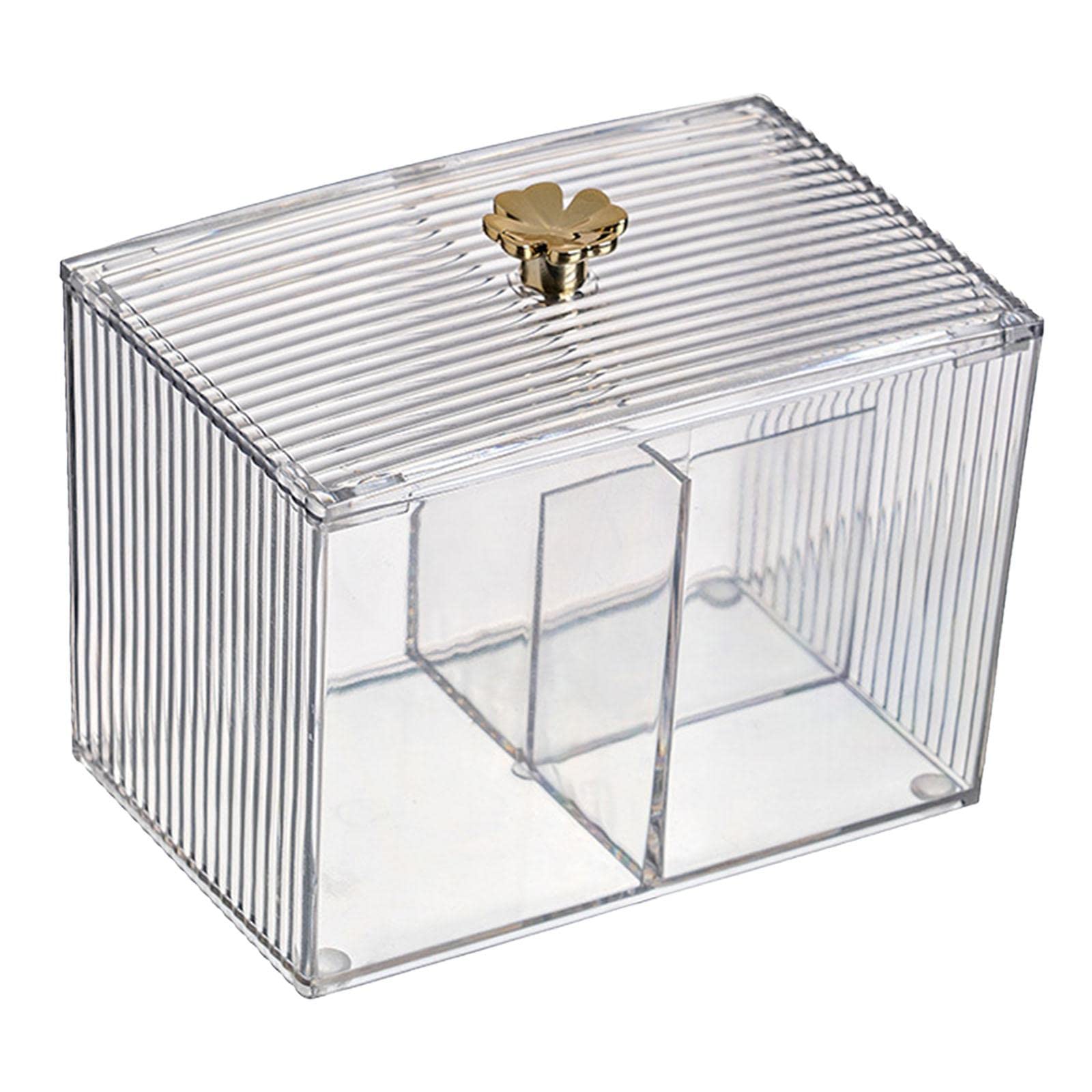 Yotijay Clear Makeup Pad Holder & Swab Dispenser Box - 2 Grid Vanity Organizer with Lid for Lipsticks, Cosmetics, Cotton Balls - Perfect for Bathroom Countertop & Makeup Vanity Organization