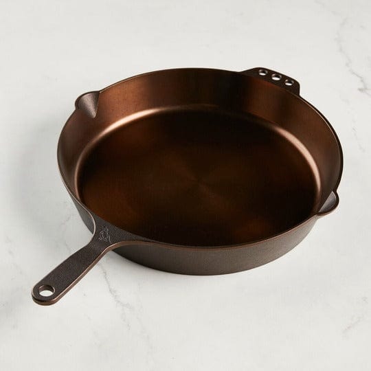 Smithey Ironware Traditional 14-Inch Cast Iron Skillet - Premium Polished Frying Pan with Helper Handle - Made in USA - Perfect for Camping, Outdoor Cooking & Home Kitchen Use