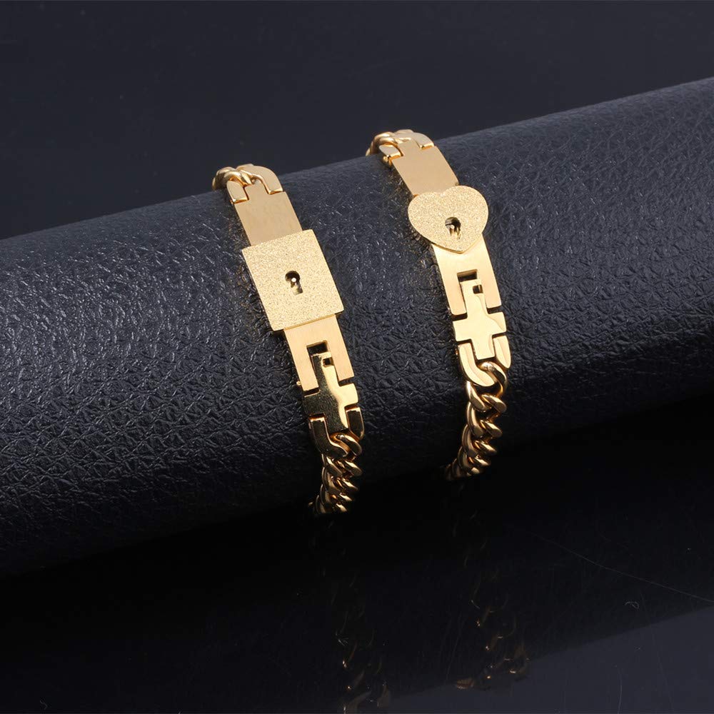 SONGCHANGJEWELRY Lock and Key Couples Bracelets Set - Matching BFF Friendship Bracelets for 2, Romantic Valentines Day Gift, Birthday Present, Christmas Jewelry, Wedding & Anniversary Keepsake - Perfect for Couples, Best Friends & Special Occasions