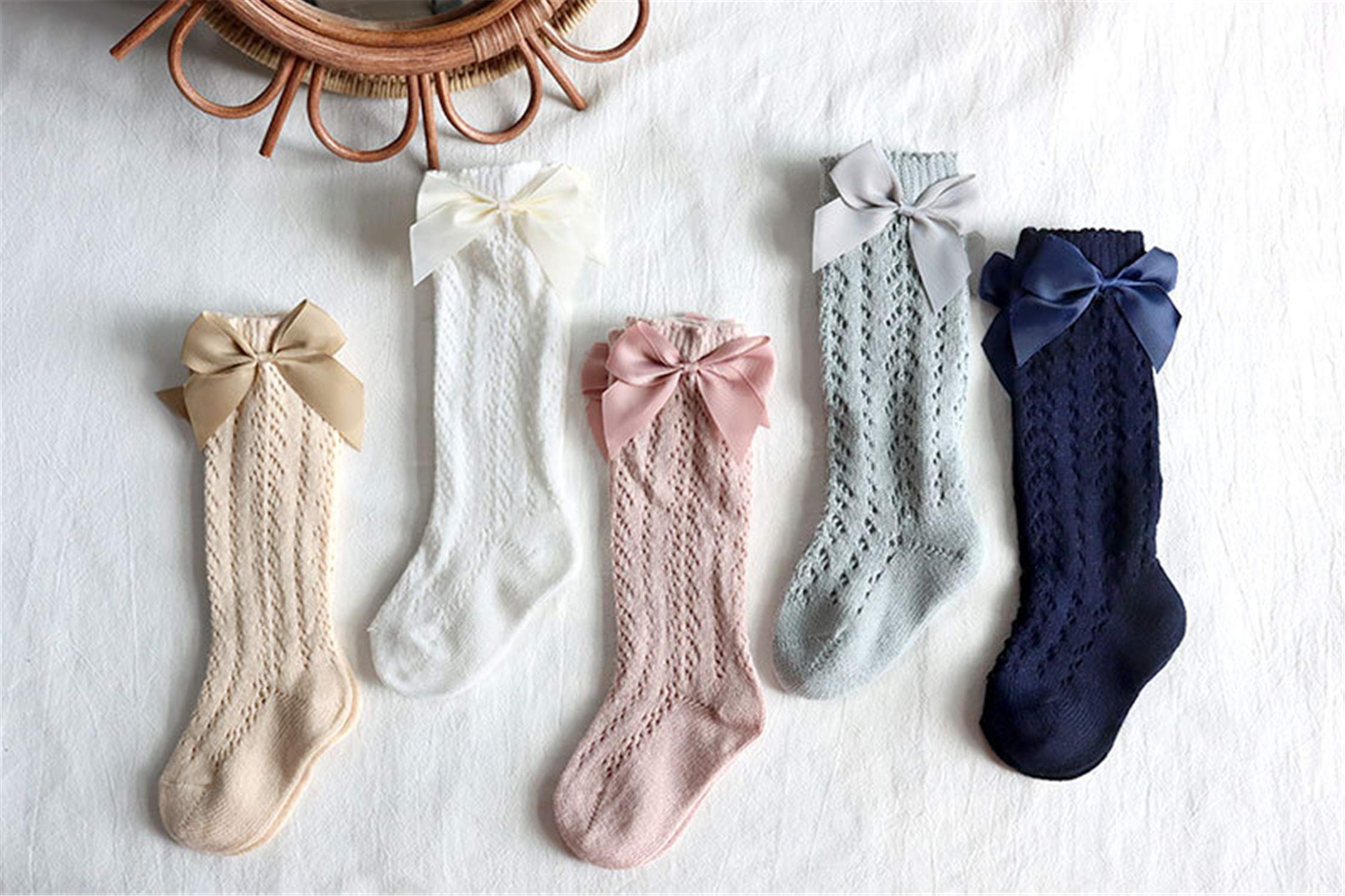 **Baby Girl Knee-High Socks with Bows – Soft Toddler & Infant Stockings – Princess Frilly Socks for Newborns – Perfect for Dress-Up, Parties & Everyday Wear**