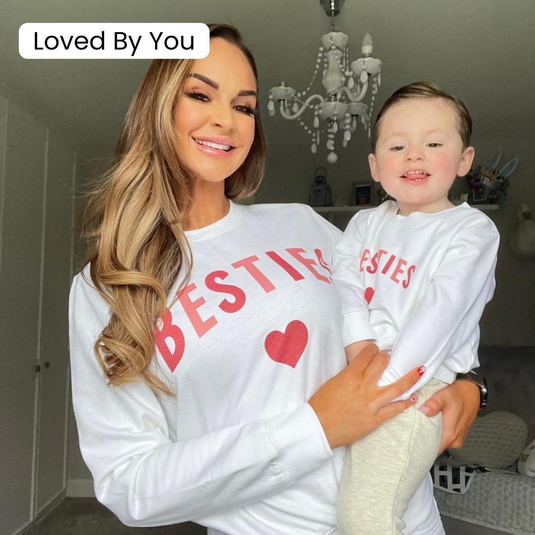 Best Mom and Daughter Matching White Sweatshirts - Cute Heart Design Family Outfits for Casual Wear, Photo Shoots & Special Occasions