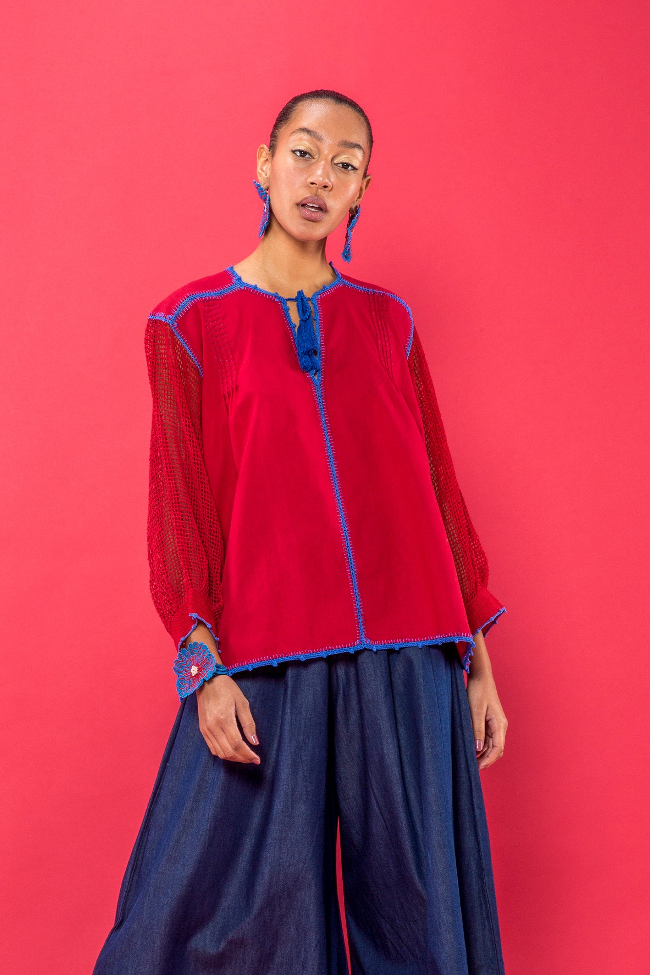 San Juan Blouse - Women's Floral Embroidered Boho Top | Final Sale | Perfect for Summer Vacations & Beach Getaways
