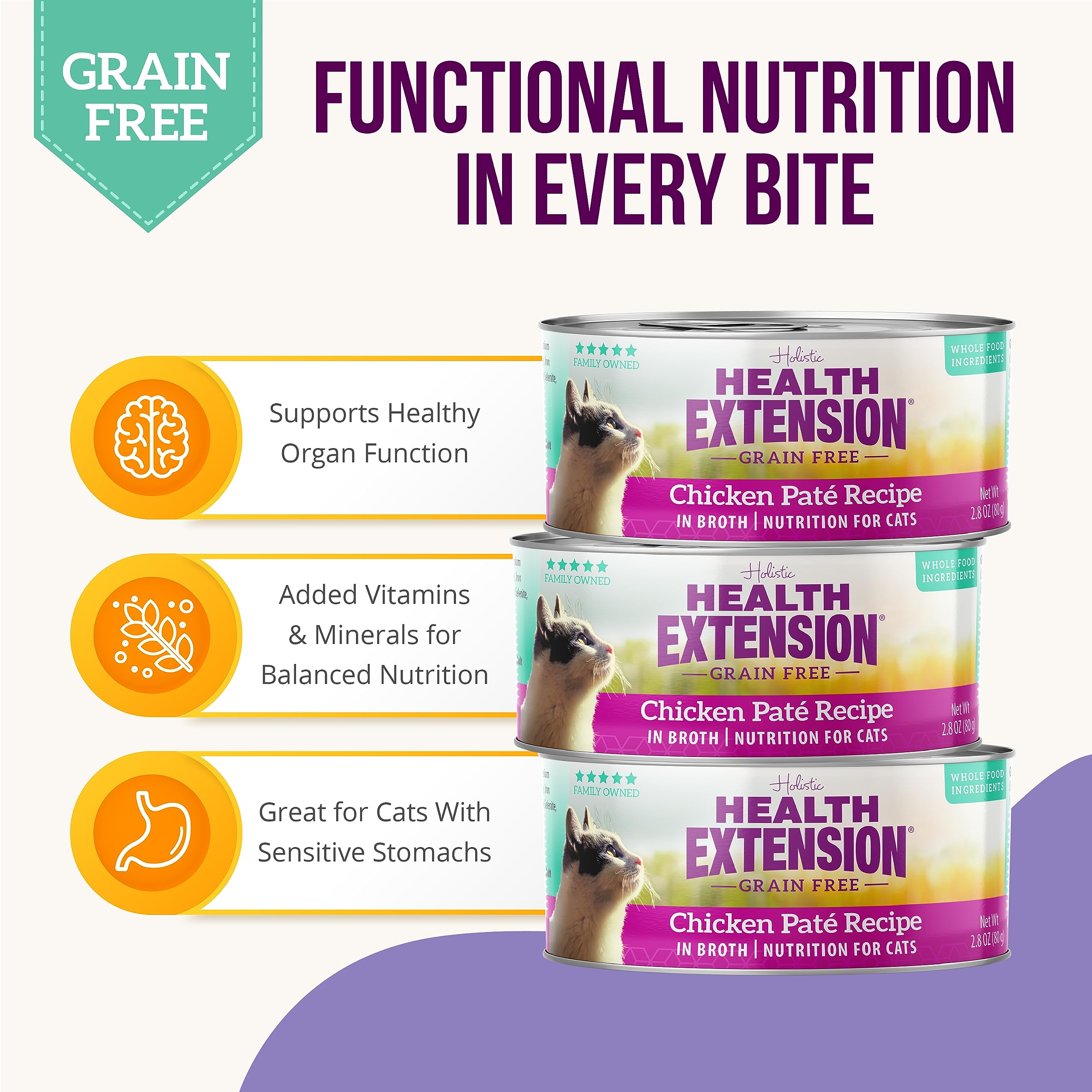 Health Extension Wet Cat Food, 2.8 Oz - Chicken Recipe | High Protein Cat Food with Essential Vitamins & Minerals | Supports Digestive Health & Immune System | Daily Nutrition for Adult Cats | 24-Pack | Perfect for Picky Eaters & Senior Cats
