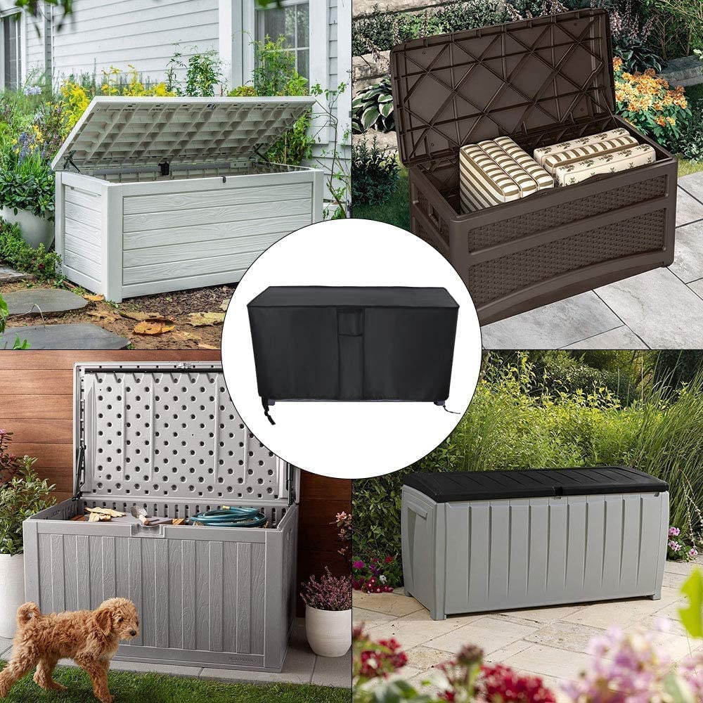 Waterproof Kingling Deck Box Cover for Keter 71 Gallon Outdoor Storage Box - Black (46