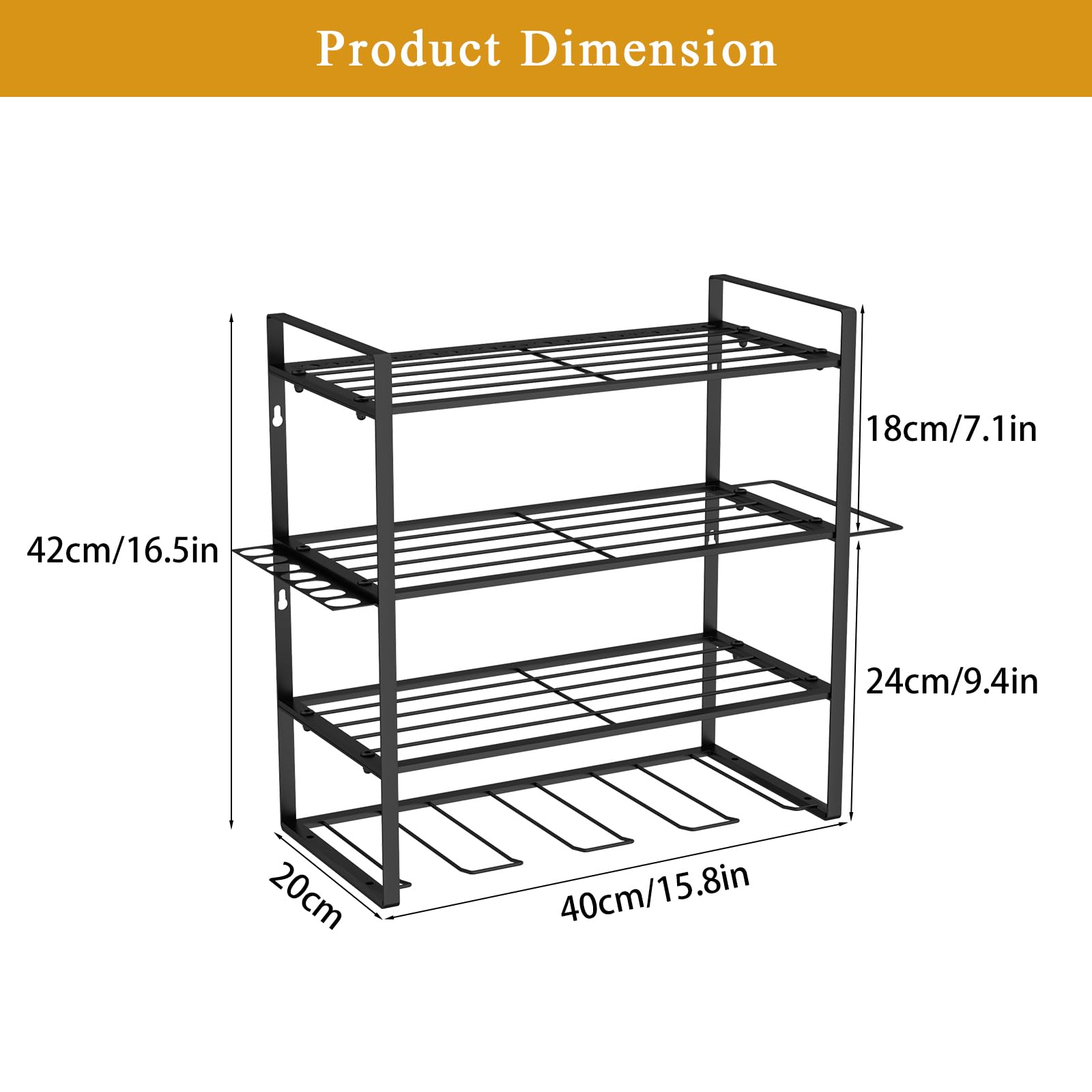 4-Layer Heavy Duty Wall Mounted Drill Holder & Power Tool Organizer - Black Metal Garage Storage Rack for Drills, Wrenches & Screwdrivers - Perfect for Workshop, Garage & DIY Projects (Great Gifts for Men)