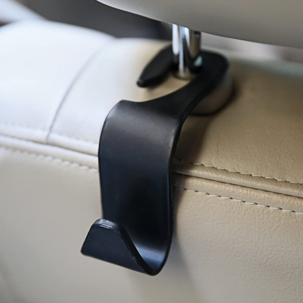 VAGURFO 4 Pack Car Seat Headrest Hooks - Universal Vehicle Accessories for Hanging Handbags, Laptop Bags, Clothes, Coats, Takeout Bags & Diaper Bags (Set of 4) - Perfect for Road Trips, Commuting & Family Travel