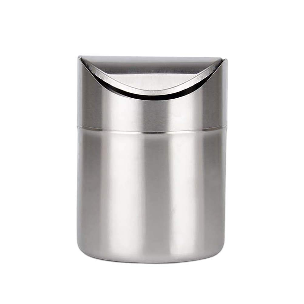 DOITOOL Stainless Steel Trash Can - Compact Desktop Bin for Office & Home (Silver)