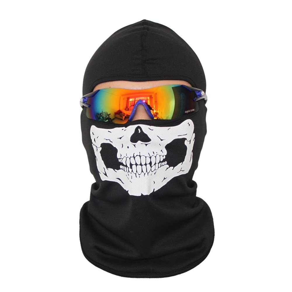 4Pcs Black Balaclava Skull Mask - Ghost Face Skeleton Neck Gaiter for Men, Motorcycle Face Mask & Call of Duty Style Gator Mask - Perfect for Outdoor Sports, Motorcycle Riding, Airsoft & Winter Activities