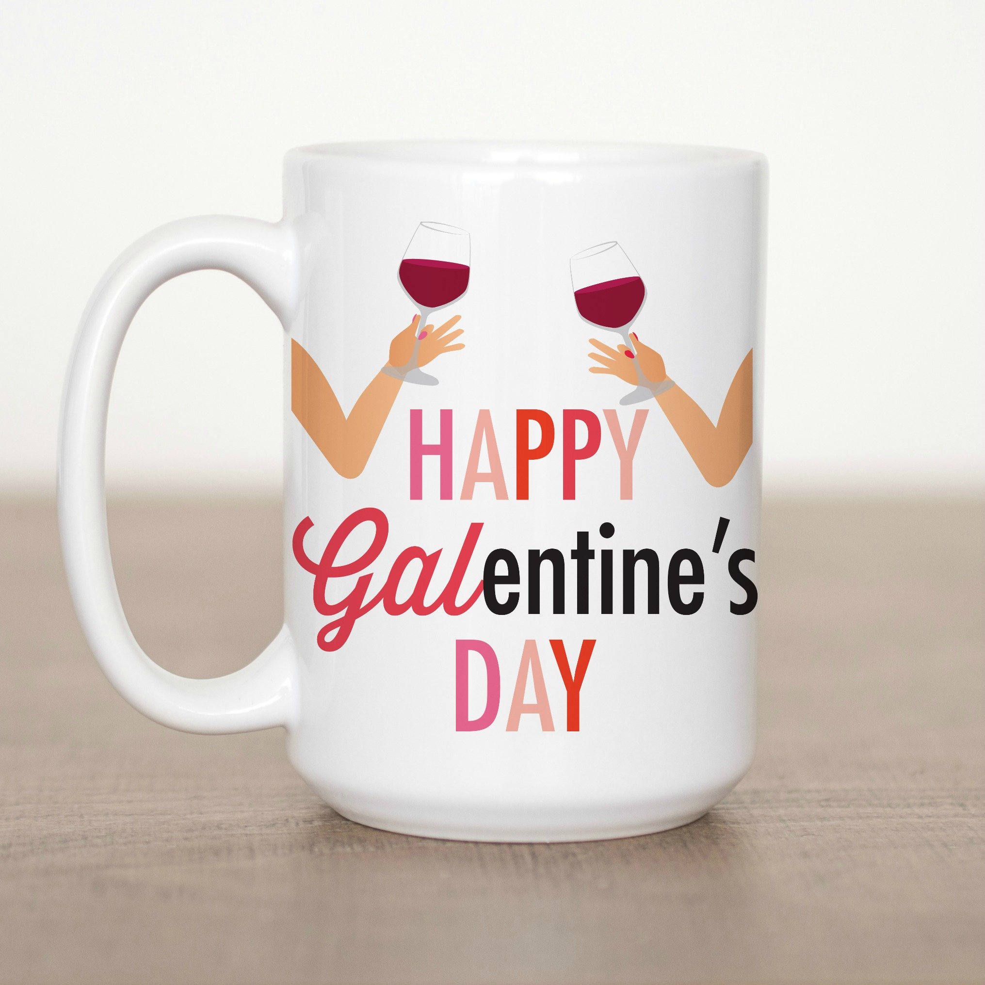 Happy Galentine's Day 15oz Ceramic Coffee Mug - Dishwasher & Microwave Safe - Perfect for Tea, Hot Chocolate & Office Gifts