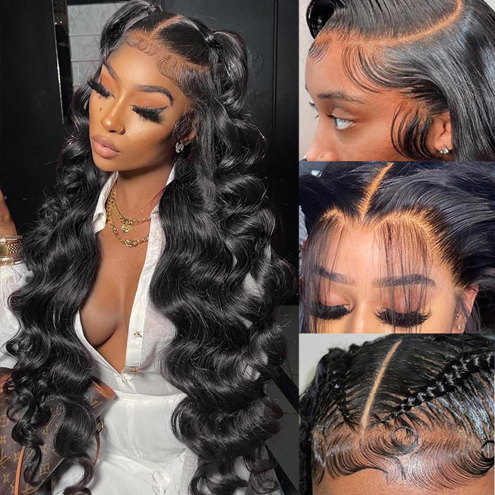 30 Inch 13x6 HD Lace Front Wig Human Hair - 200% Density Body Wave Glueless Pre-Plucked with Baby Hair - Natural Black for Daily Wear, Parties & Special Occasions