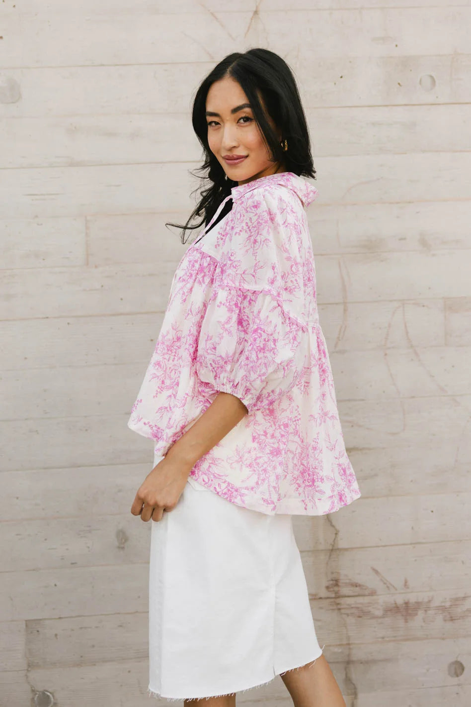 Madison Floral Blouse - Women's Pink Floral Print Top for Spring & Summer | Perfect for Office, Date Night & Outdoor Events | FINAL SALE
