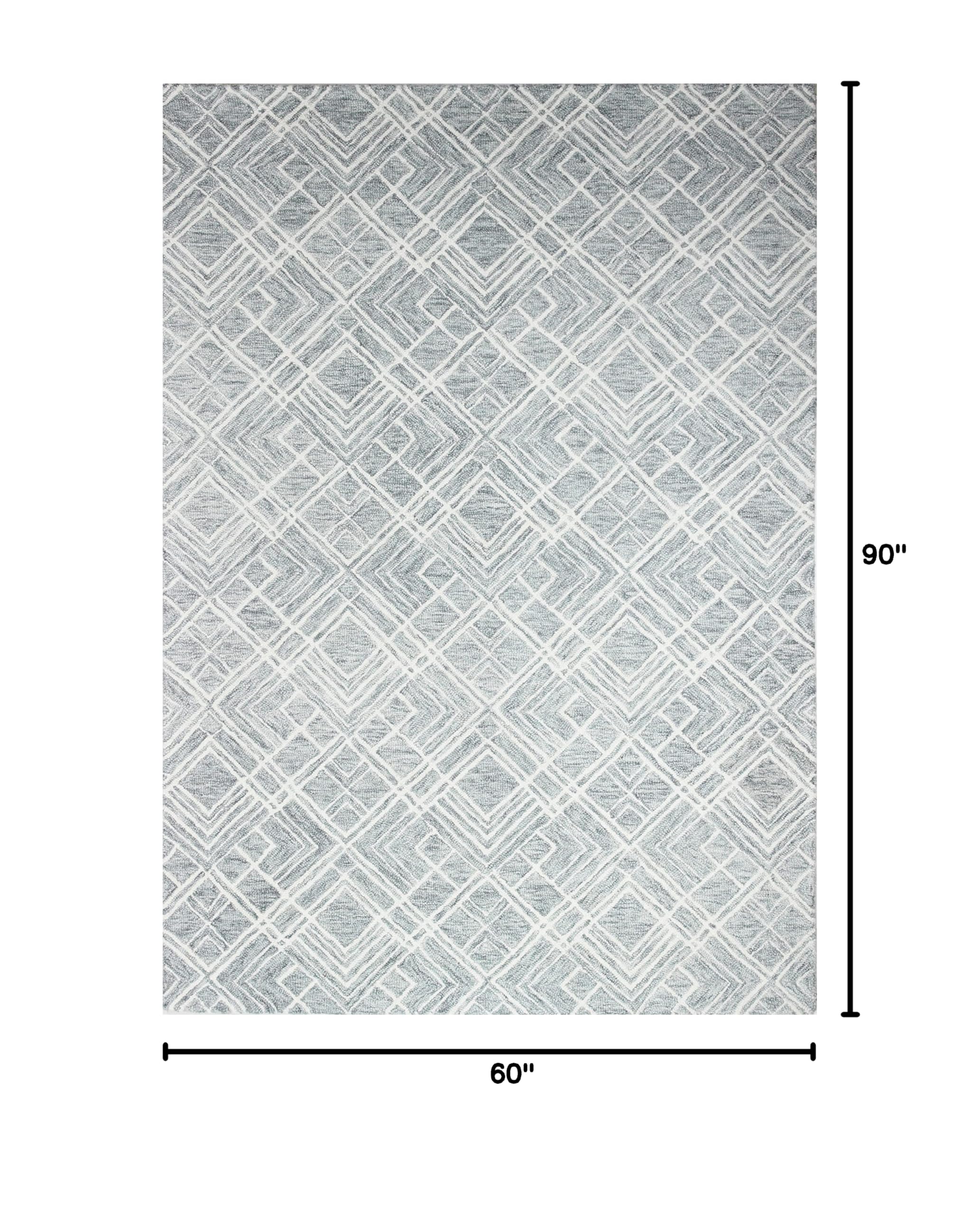 Bashian Collection 5’ x 7.6’ Silver Luxury Hand-Tufted Wool Area Rug - Soft Living Room Carpet, Entryway Runner, Bedroom Decor - Perfect for Modern Home & Office Spaces
