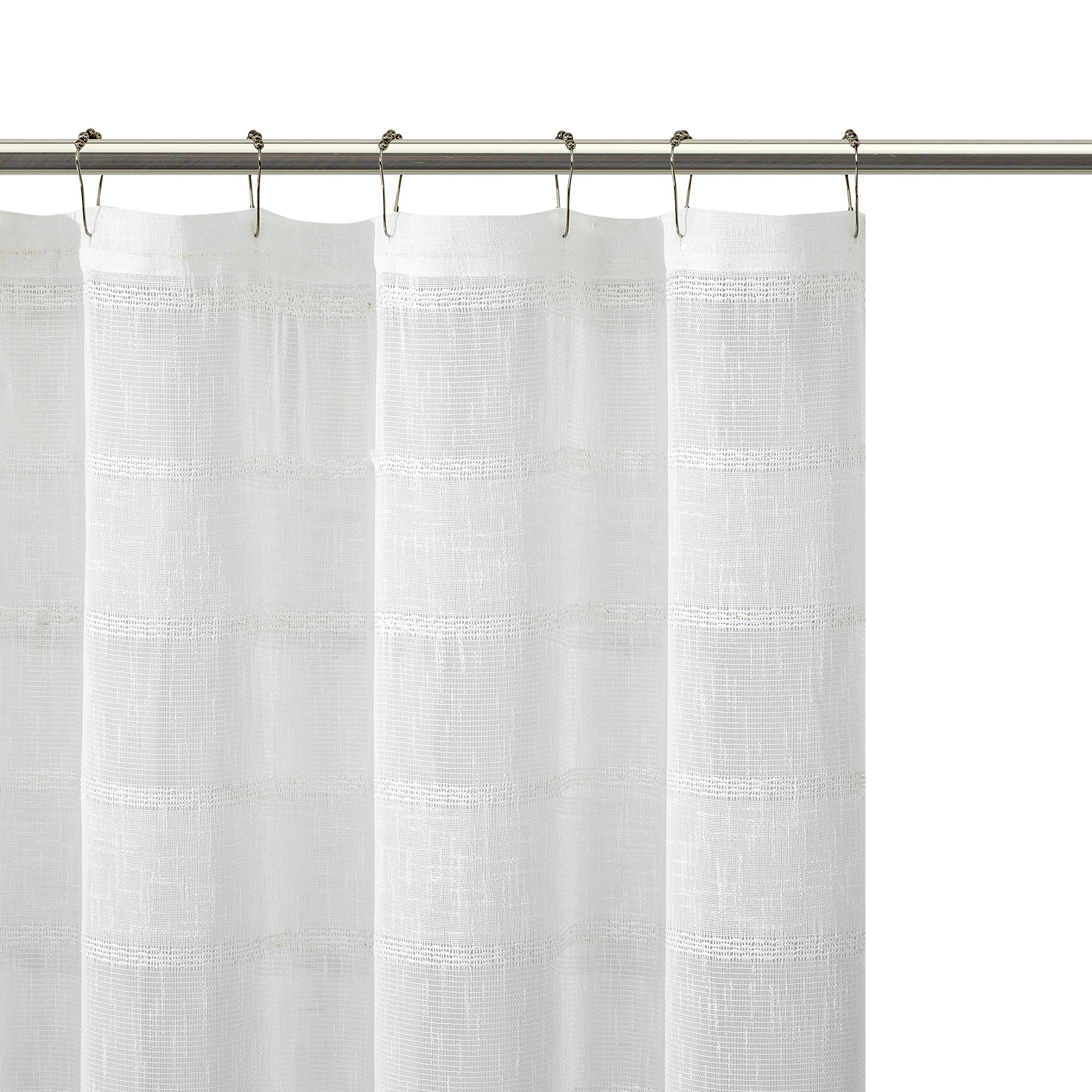 Linen Striped Textured Shower Curtain 70