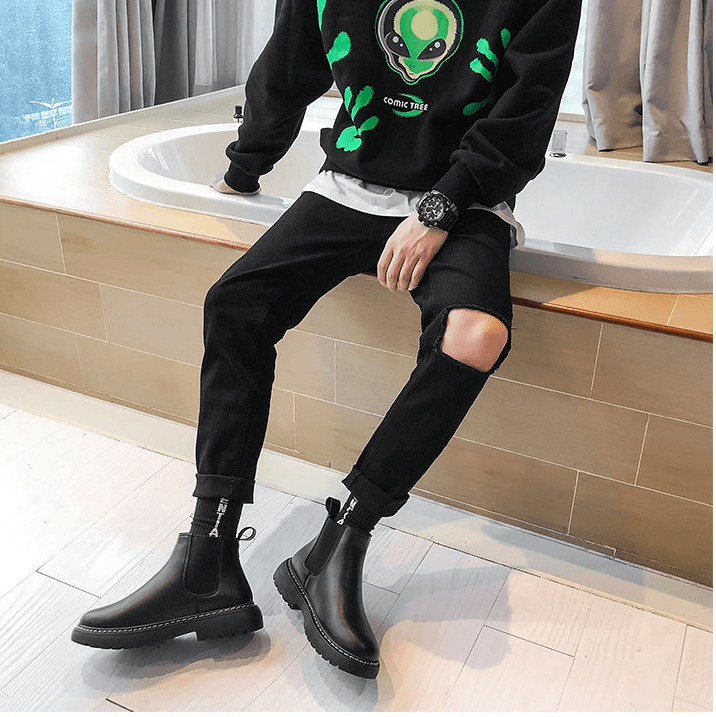 Lovevop British Style Leather Ankle Boots for Women - Fashionable & Comfortable Footwear for Fall, Winter, and Casual Outfits