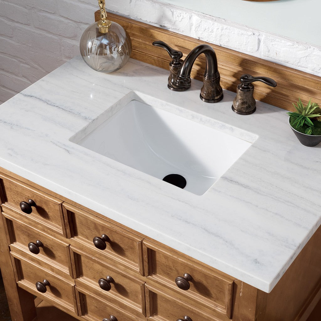 James Martin Vanities Malibu Collection 36-Inch Single Bathroom Vanity in Honey Alder with Countertop Options - Perfect for Modern Bathroom Remodeling and Home Renovation Projects