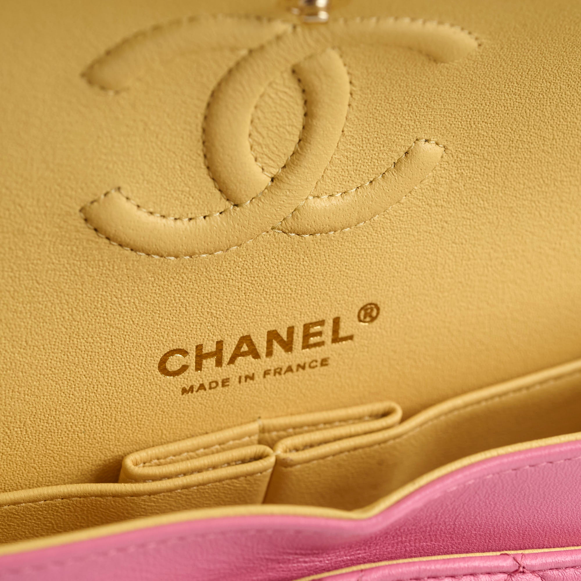 Chanel Small Double Classic Flap Bag in Pink & Yellow | Luxury Designer Crossbody Purse for Women | Perfect for Date Night & Special Occasions