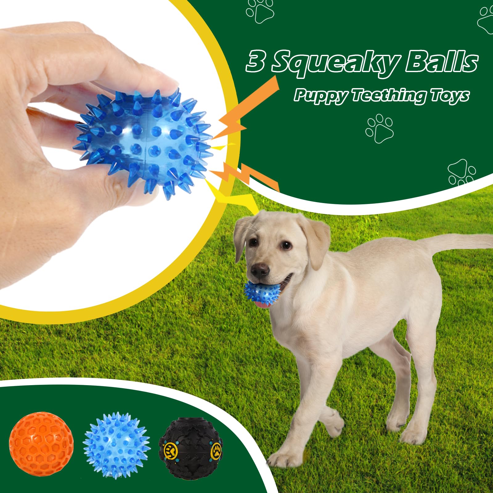 6 Pack Dog Balls - Puppy Chew Toys for Small Dogs with Squeaky Sounds | Interactive Dog Toys for Training & Playtime | Perfect for Indoor & Outdoor Activities