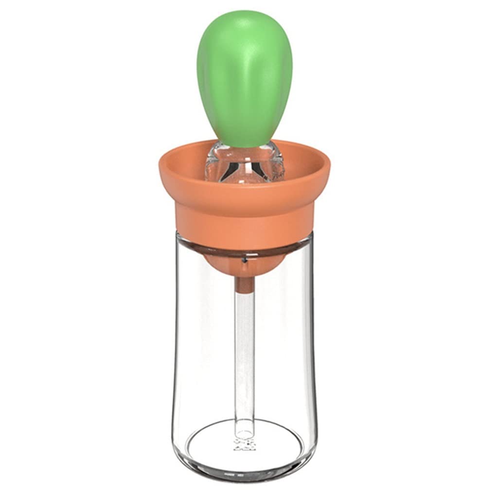 Portable Glass Oil Bottle with Silicone Brush - BBQ, Kitchen, Cooking & Baking Oil Dispenser Tool (Green, 64.5mm x 180mm) - Perfect for Grilling, Roasting, and Basting Meats