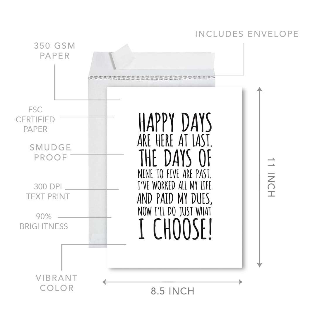 Funny Jumbo Retirement Card with Envelope - 8.5 x 11 Inch Greeting Card Featuring Heartwarming Retirement Poem - Perfect for Retirement Parties, Office Farewells & Milestone Celebrations