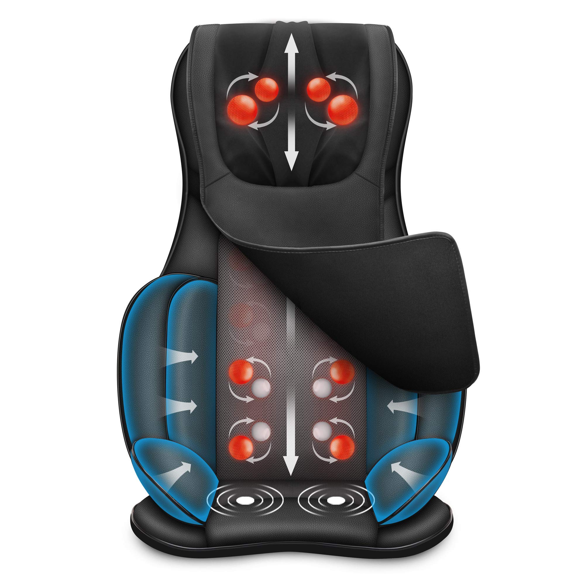 Snailax Shiatsu Air Compression Back and Foot Massager Set - Neck, Back, Shoulder Pain Relief with Vibration Massage Seat Cushion - Perfect for Home, Office, and Car Use