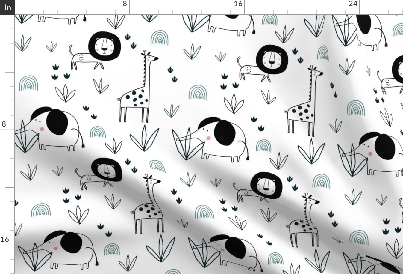 Premium Safari Jungle Animal Print Fabric - Elephant Lion Giraffe Gender Neutral Nursery Decor | Soft Minky Fat Quarter for Baby Blankets, Quilt Backing & Plush Toys | Perfect for DIY Sewing Projects, Kids Room Decor & Nursery Themes