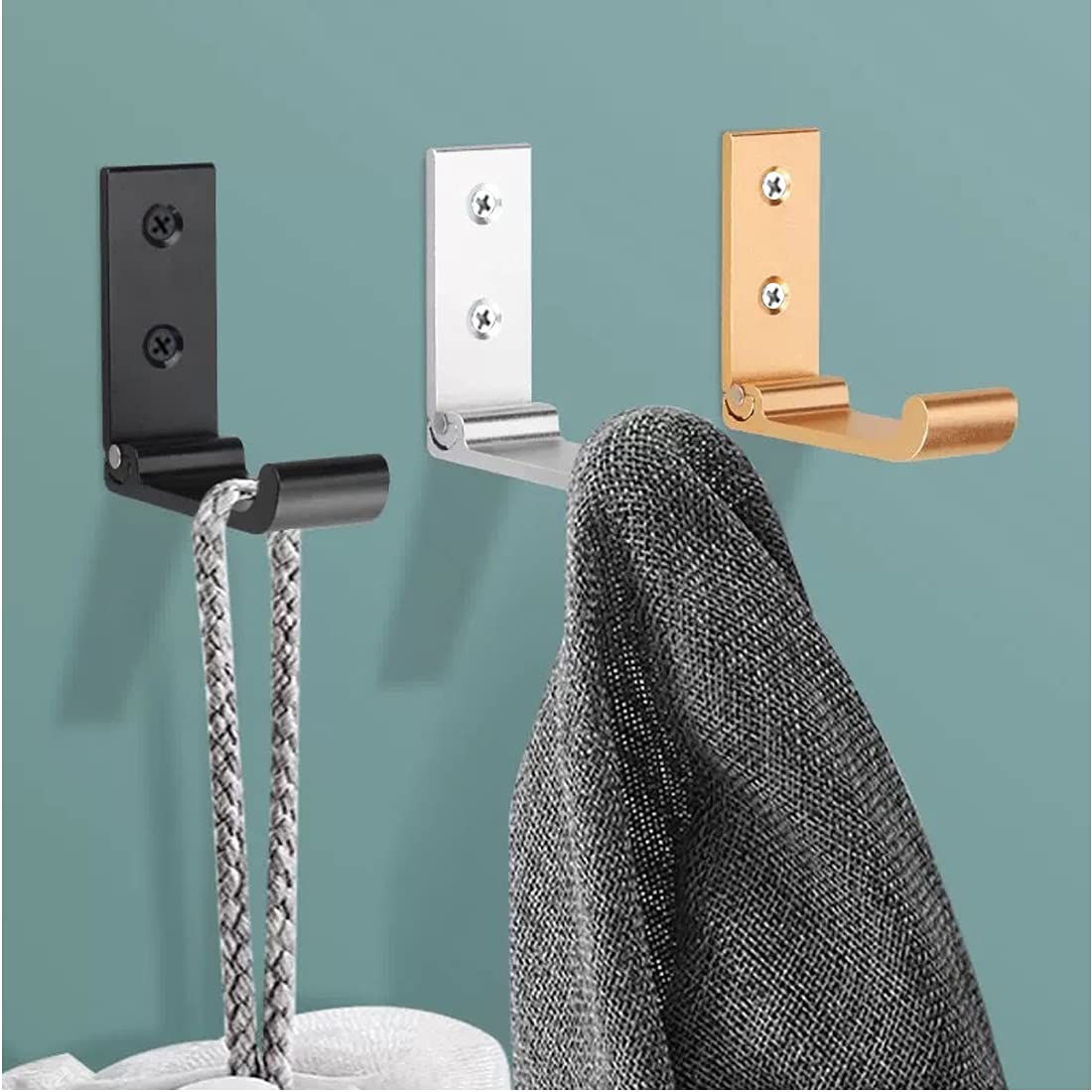 10PCS Heavy Duty Aluminum Alloy Folding Coat Hooks - Rustproof Wall Mounted Hangers with Screws for Keys, Towel, Hat, Bags - Perfect for Entryway, Bathroom, Closet & Garage Organization