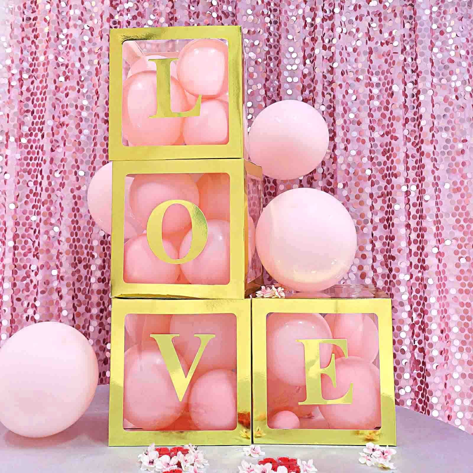 Efavormart 2-Pack Gold Trim Clear Balloon Gift Boxes - DIY Party Decor for Baby Showers, Christmas, Birthdays, Weddings & Special Events | Perfect for Table Centerpieces, Photo Backdrops & Festive Celebrations