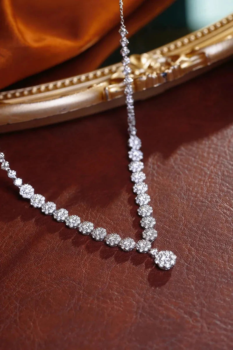 18K White Gold Diamond Necklace for Women - 9.20 Carat Real Natural Diamond Flower Pendant Luxury Jewelry | Perfect for Parties, Weddings & Special Occasions
