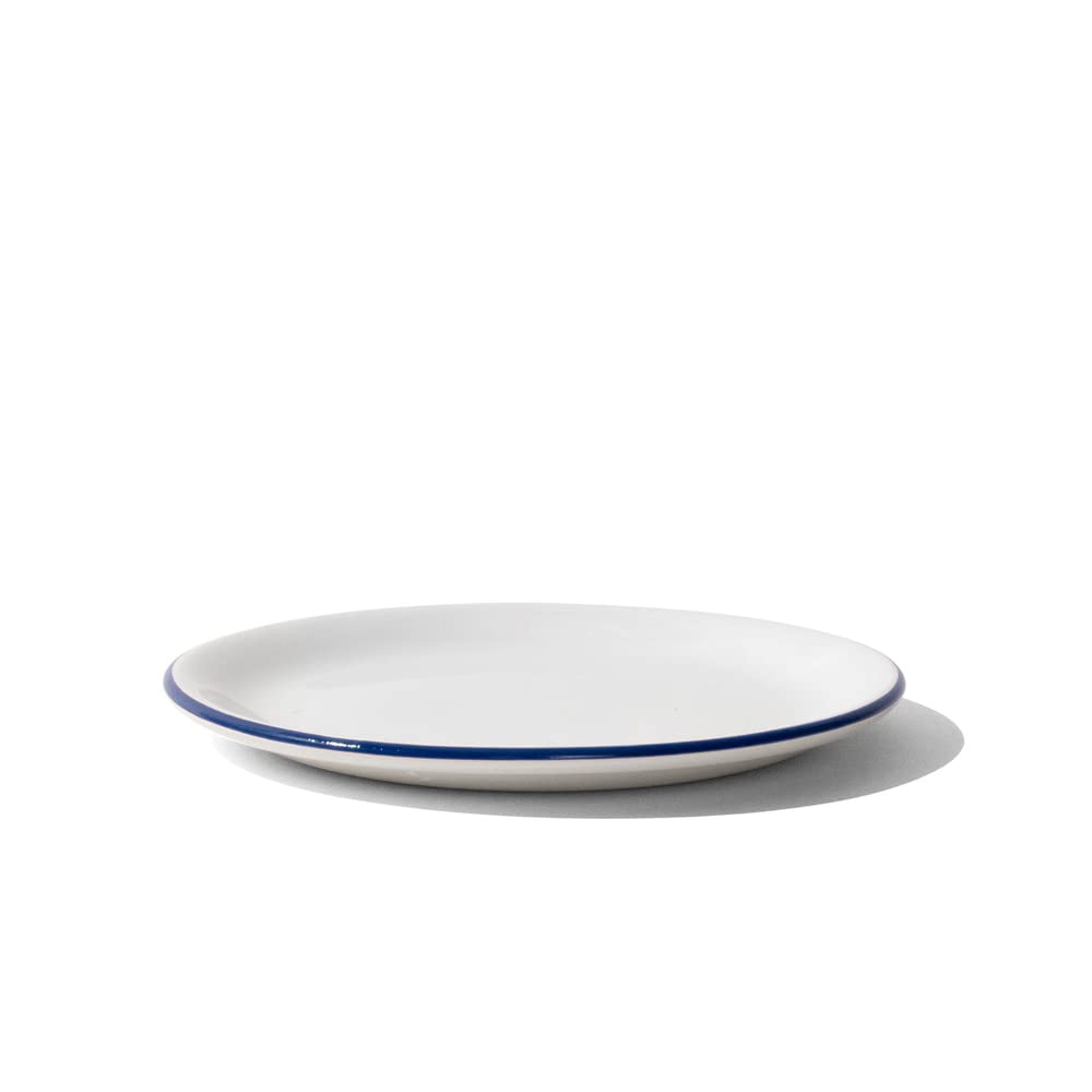 Premium Porcelain Bread and Butter Plate Set of 4 - White with Navy Blue Rim - English Crafted Dinnerware for Breakfast, Tea Parties & Elegant Dining
