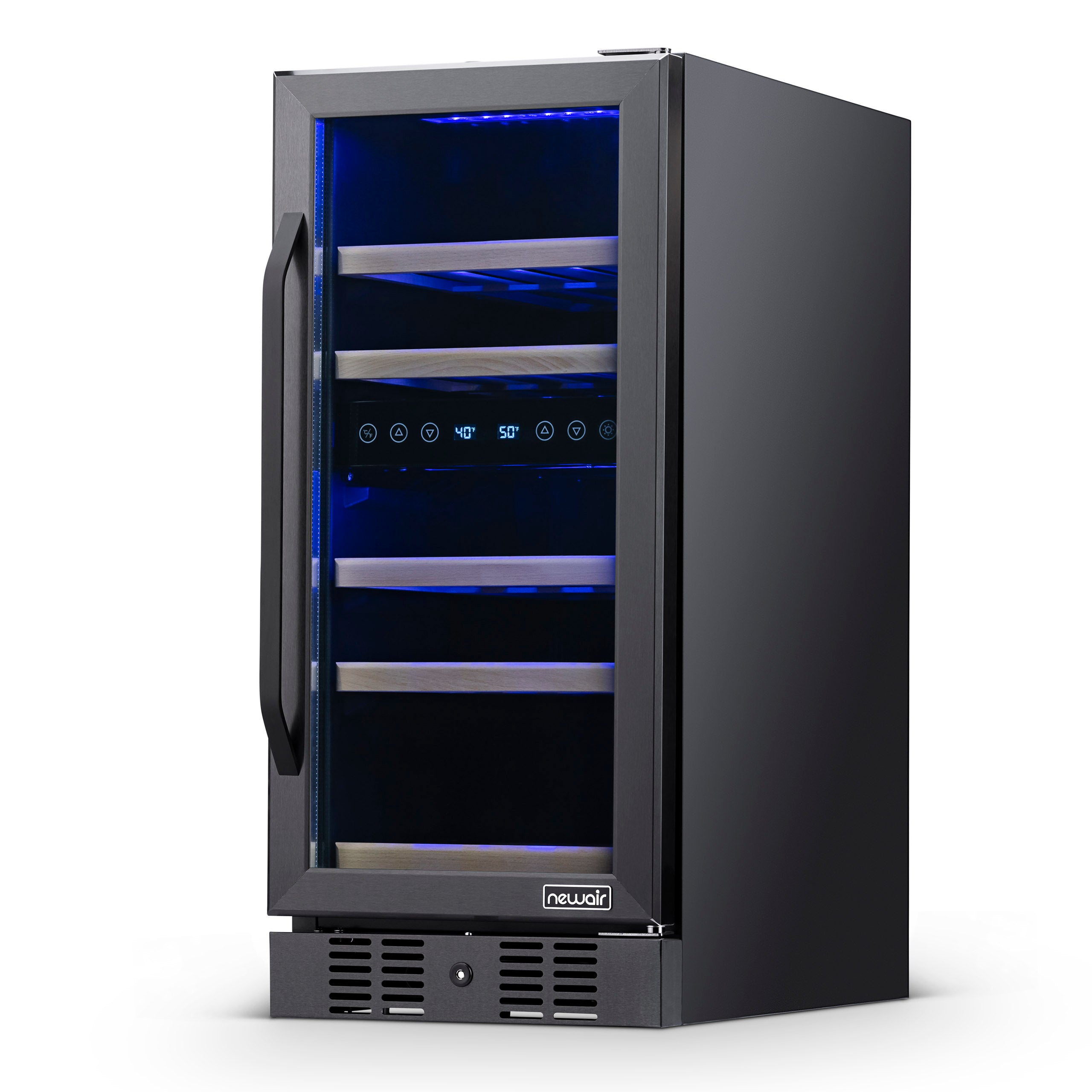 Newair® 29 Bottle 14.8 Cu. Ft. Black Built-In Dual Zone Wine Cooler Refrigerator - Perfect for Home Bars, Restaurants, and Wine Cellars