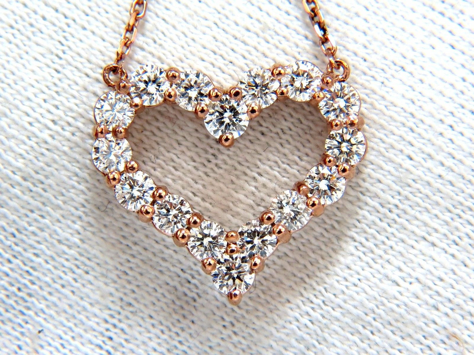1.52ct Natural Diamond Heart Necklace in 14K Rose Gold (G/VS) - Perfect for Valentine's Day, Anniversary & Romantic Gifts