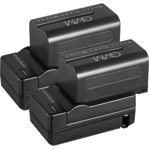 GVM NP F750 4400mAh Rechargeable Batteries with Dual Travel Chargers (2-Pack) - Perfect for Cameras, Flash Units & Portable Electronics On-The-Go