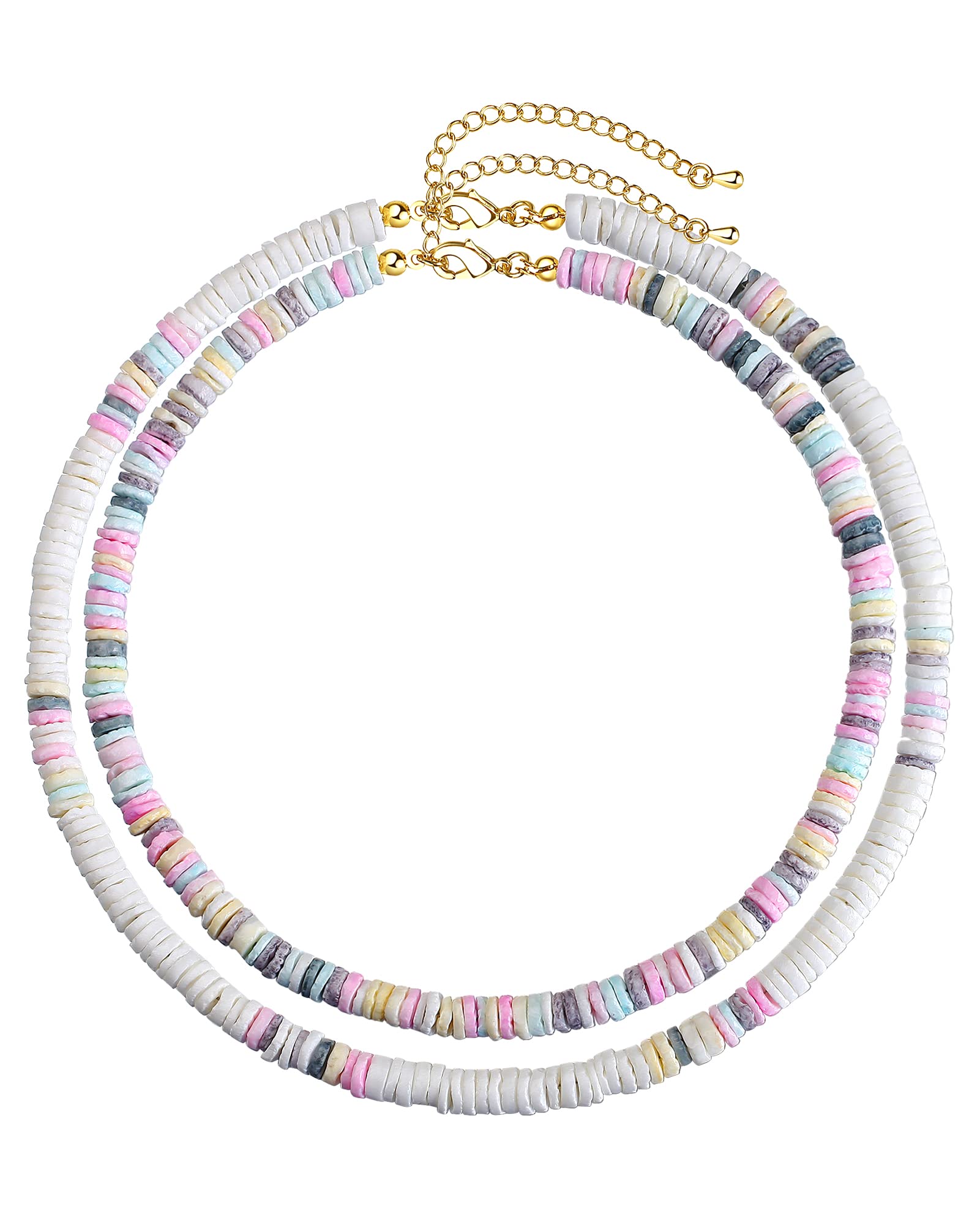 Wowshow White Smooth Puka Shell Necklace Choker & Anklet Set - Boho Beach Jewelry for Women, Summer Vacation Accessories, Gift for Her