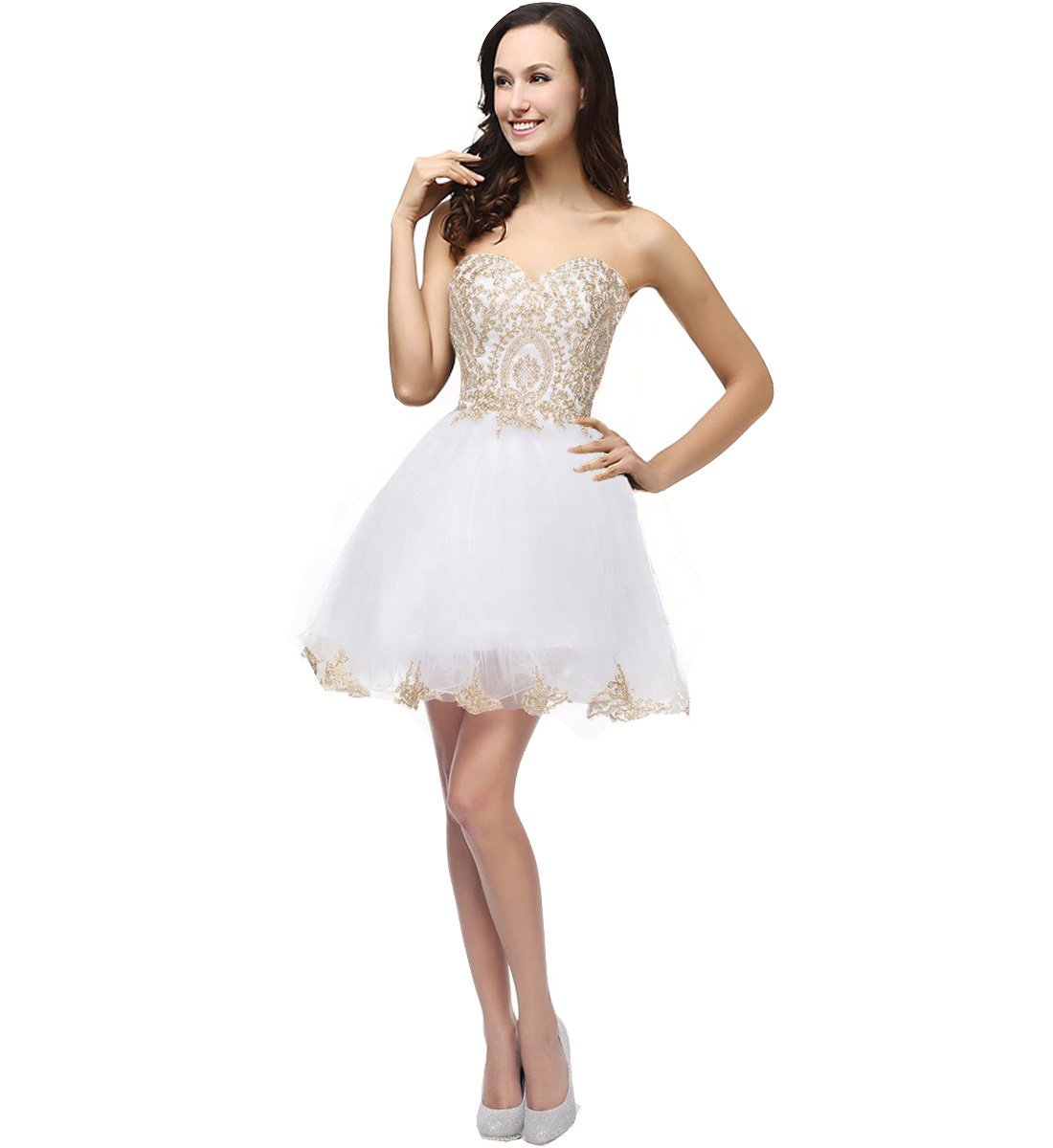 Lemai Women's Gold Lace Corset Tulle Short Black Cocktail Dress for Prom, Homecoming, Party & Evening Events - Elegant Formal Mini Dress for Special Occasions