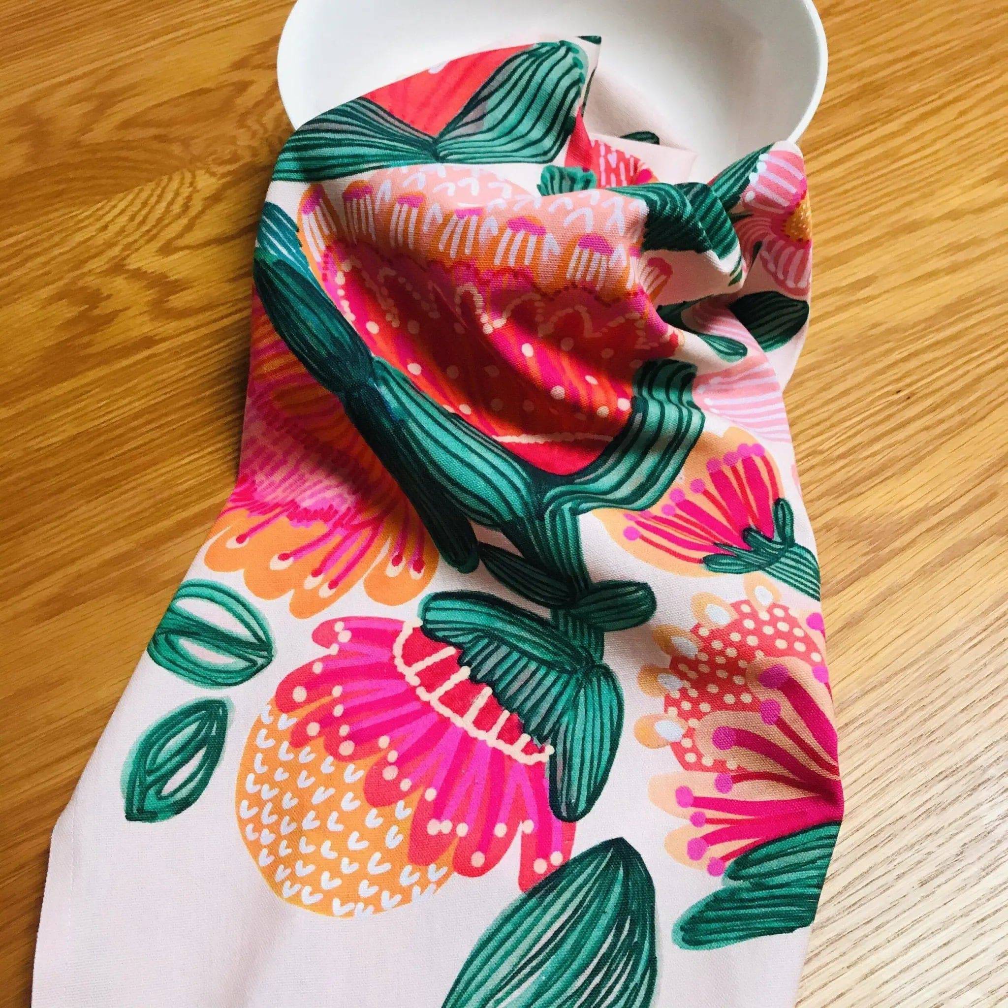 Premium Desert Flowers Printed Tea Towels - Absorbent & Durable Cotton Kitchen Towels for Dish Drying, Hand Wiping & Home Decor