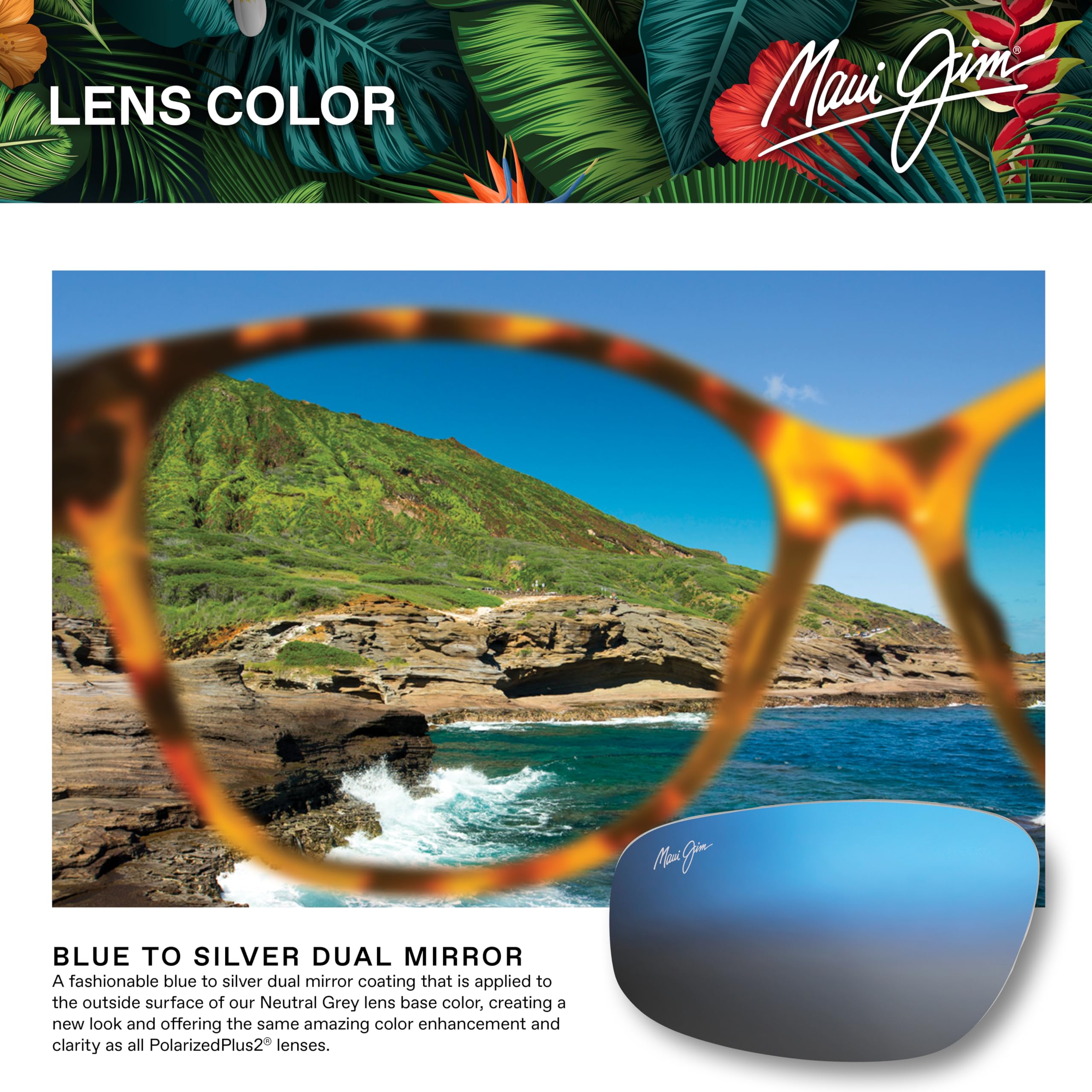 Maui Jim Hukilau Classic Polarized Sunglasses for Women - UV Protection, Lightweight & Stylish - Perfect for Beach, Driving & Outdoor Activities