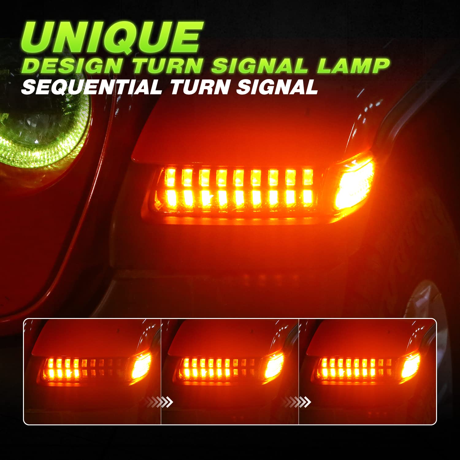 Upgraded LED Smoke Turn Signal Lights with DRL & Side Markers for Jeep Wrangler JL (2018-2023) - Compatible with Sahara, Rubicon & High Altitude Models | Enhanced Visibility & Style for Off-Road Adventures