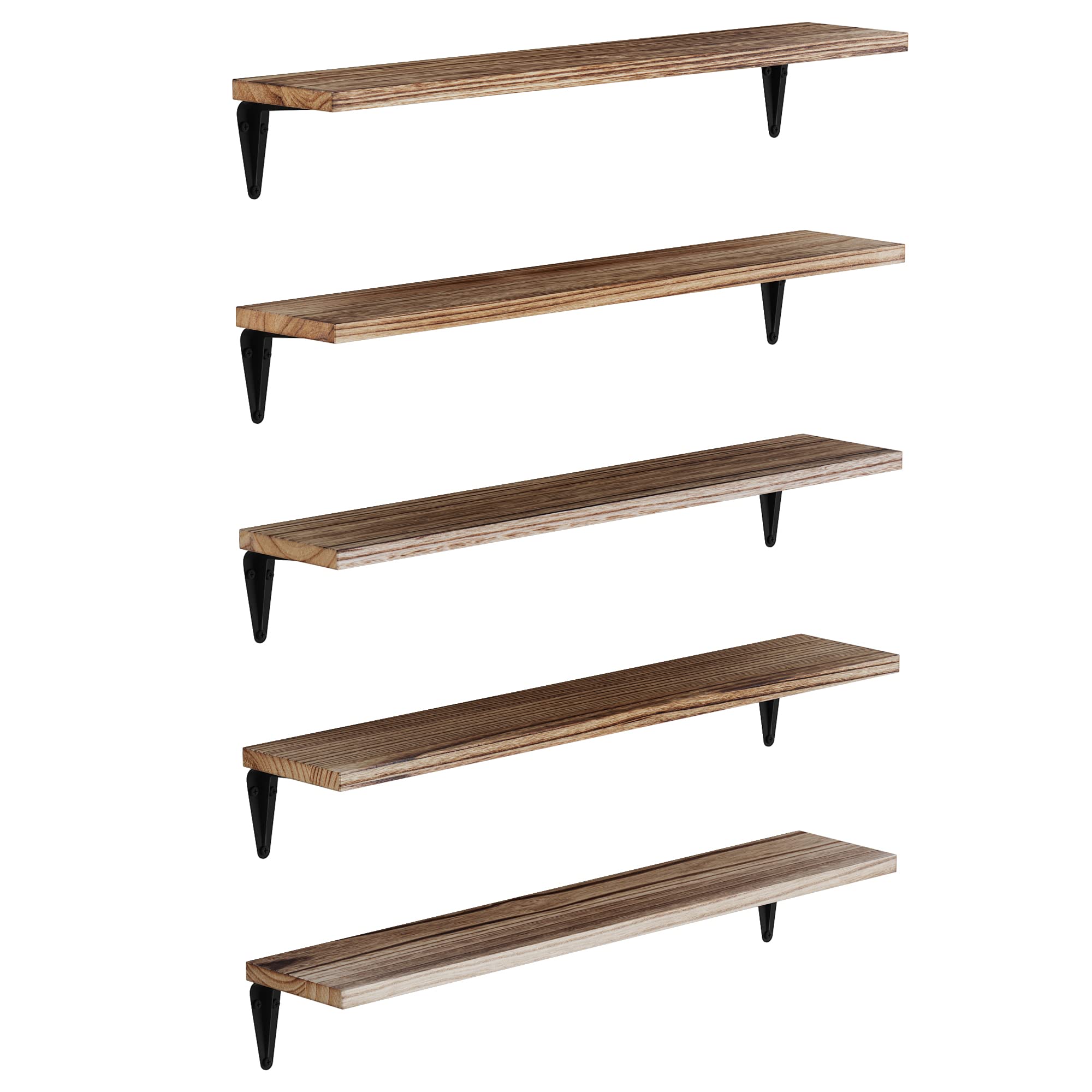 Wallniture Arras Wood Floating Shelves Set of 5 - 24