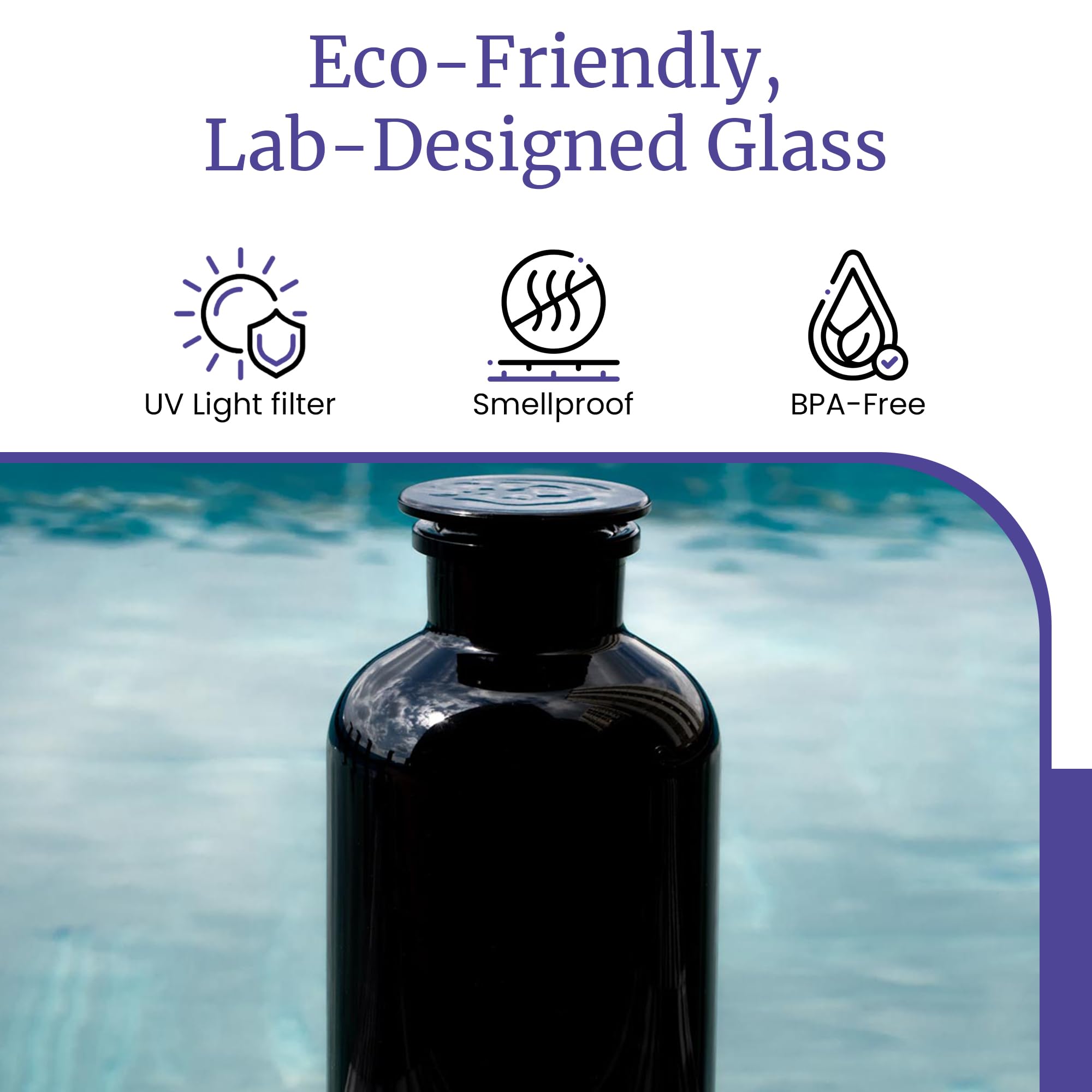 Infinity Jars 2L (68 Fl oz) Round Black UV Glass Airtight Apothecary Jar with Lid - Perfect for Tea, Coffee, Spices, Herbs & Dried Goods Storage | Smell Proof & Reusable | Kitchen, Pantry & Apothecary Organization
