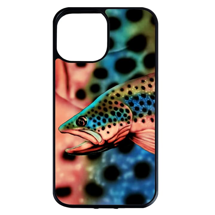 Brown Trout Fly Fishing Phone Case for iPhone 13 Pro - Durable Non-Slip TPU Rubber Shockproof Slim Cover - Perfect for Outdoor Adventures & Fishing Trips