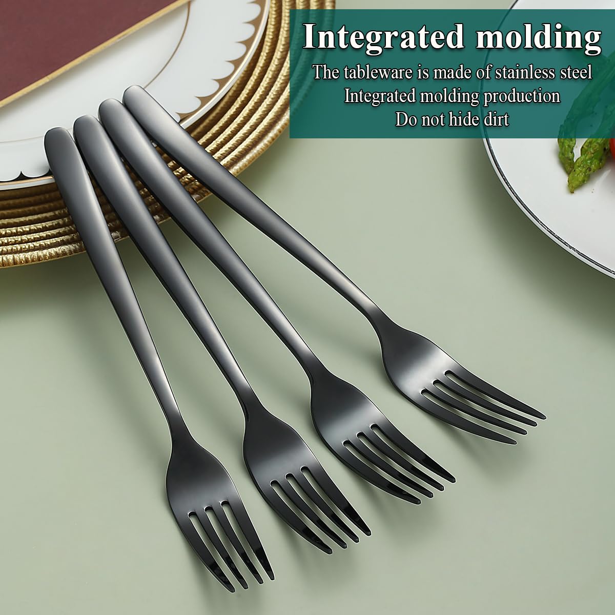Kyraton 12-Piece Black Stainless Steel Dinner Forks Set - 8.15